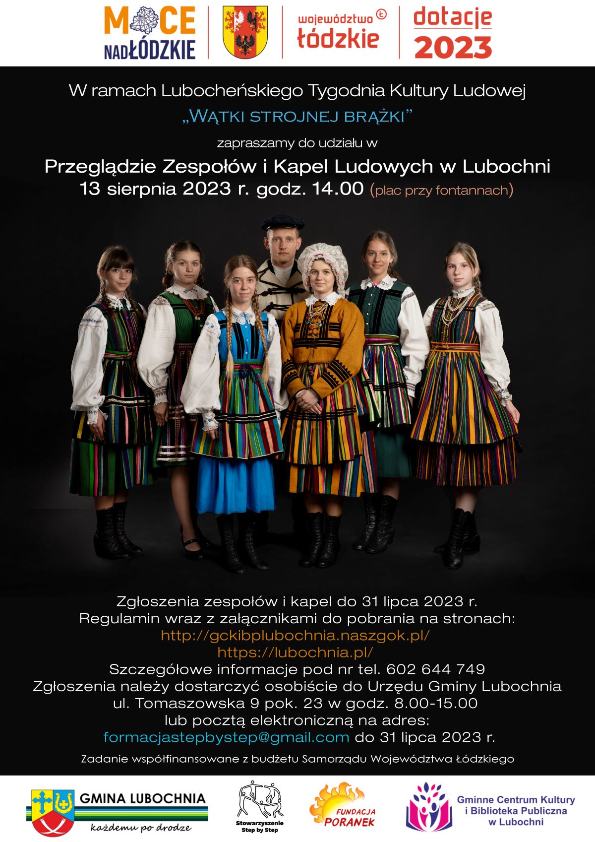 Plakat zapraszający do udziału w&nbsp;Przeglądzie Zespoł&oacute;w i&nbsp;Kapel Ludowych w&nbsp;Lubochni