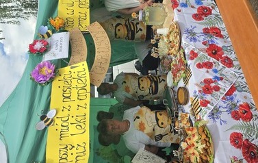 Stoisko koła gospodyń wiejskich na miodobraniu w Żelechlinku