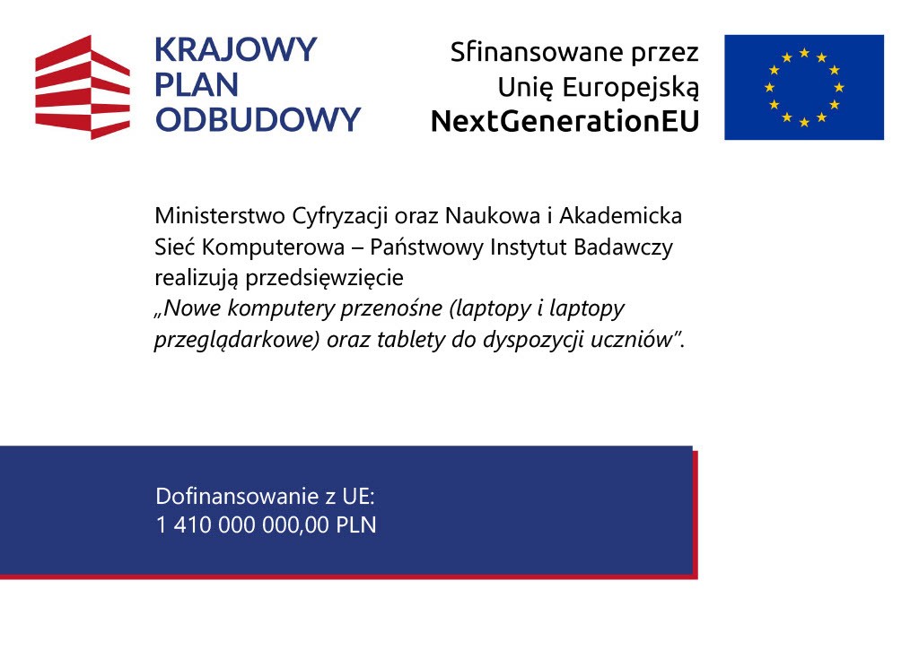 Nowe komputery przenośne (laptopy, laptopy przeglądarkowe i tablety) do dyspozycji uczniów
