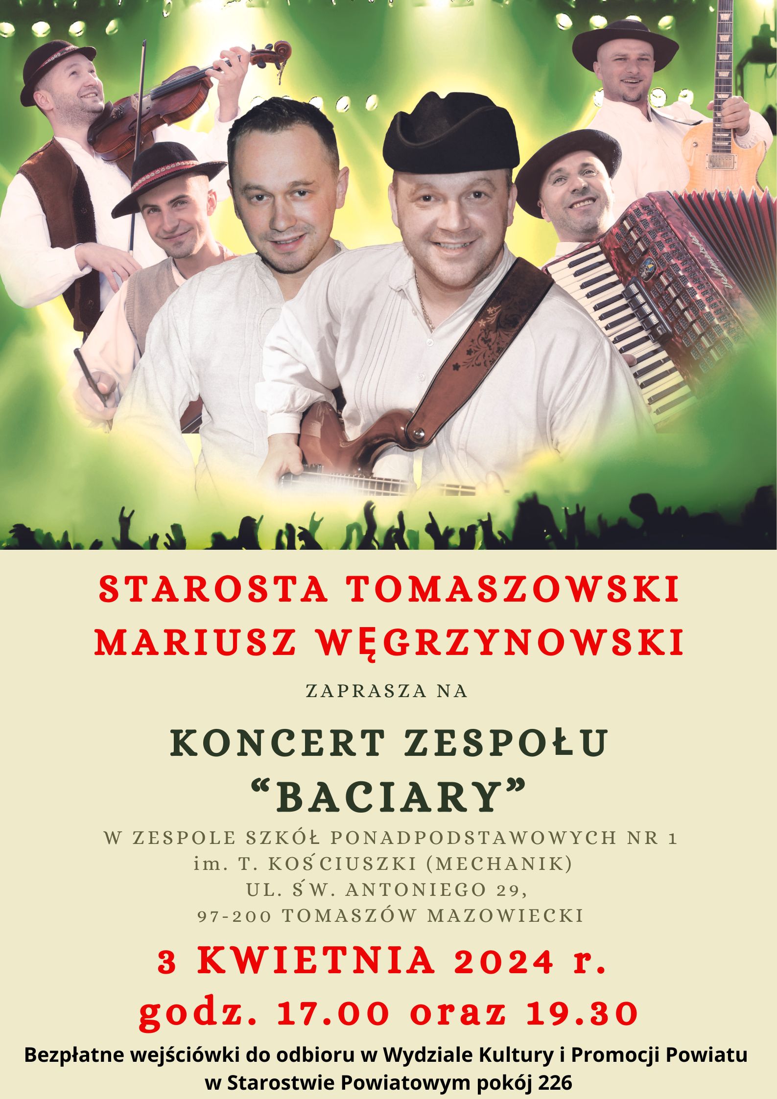 Plakat Koncert zespołu Baciary