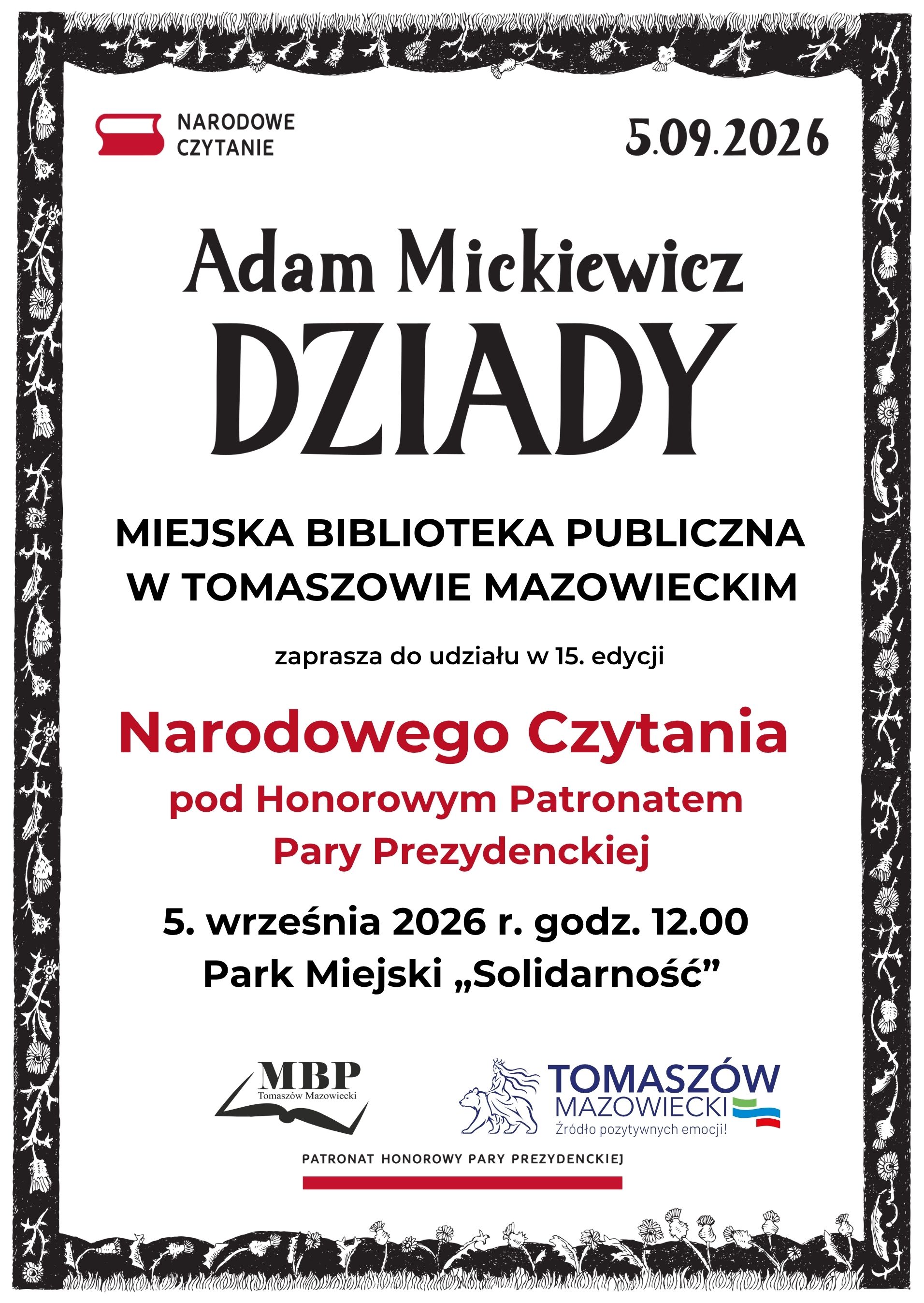 Plakat zapowiadający Narodowy Dzień Czytania