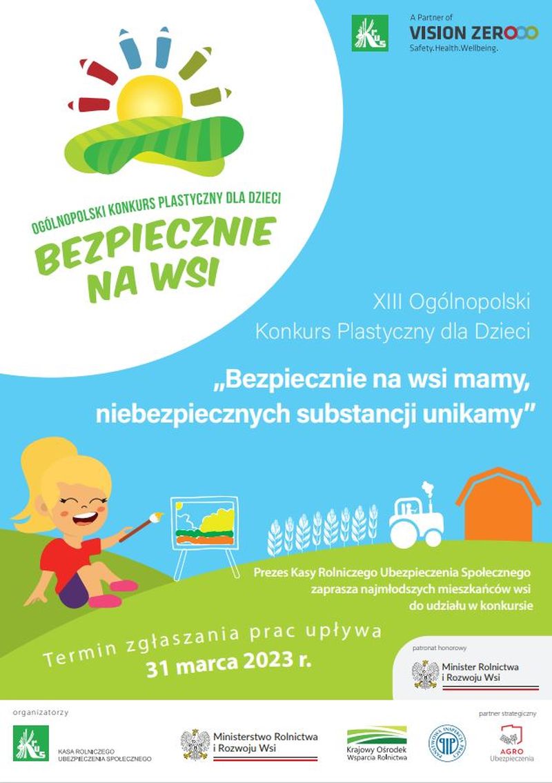 Na zdjęciu: plakat KRUS „Bezpieczne wakacje na wsi”