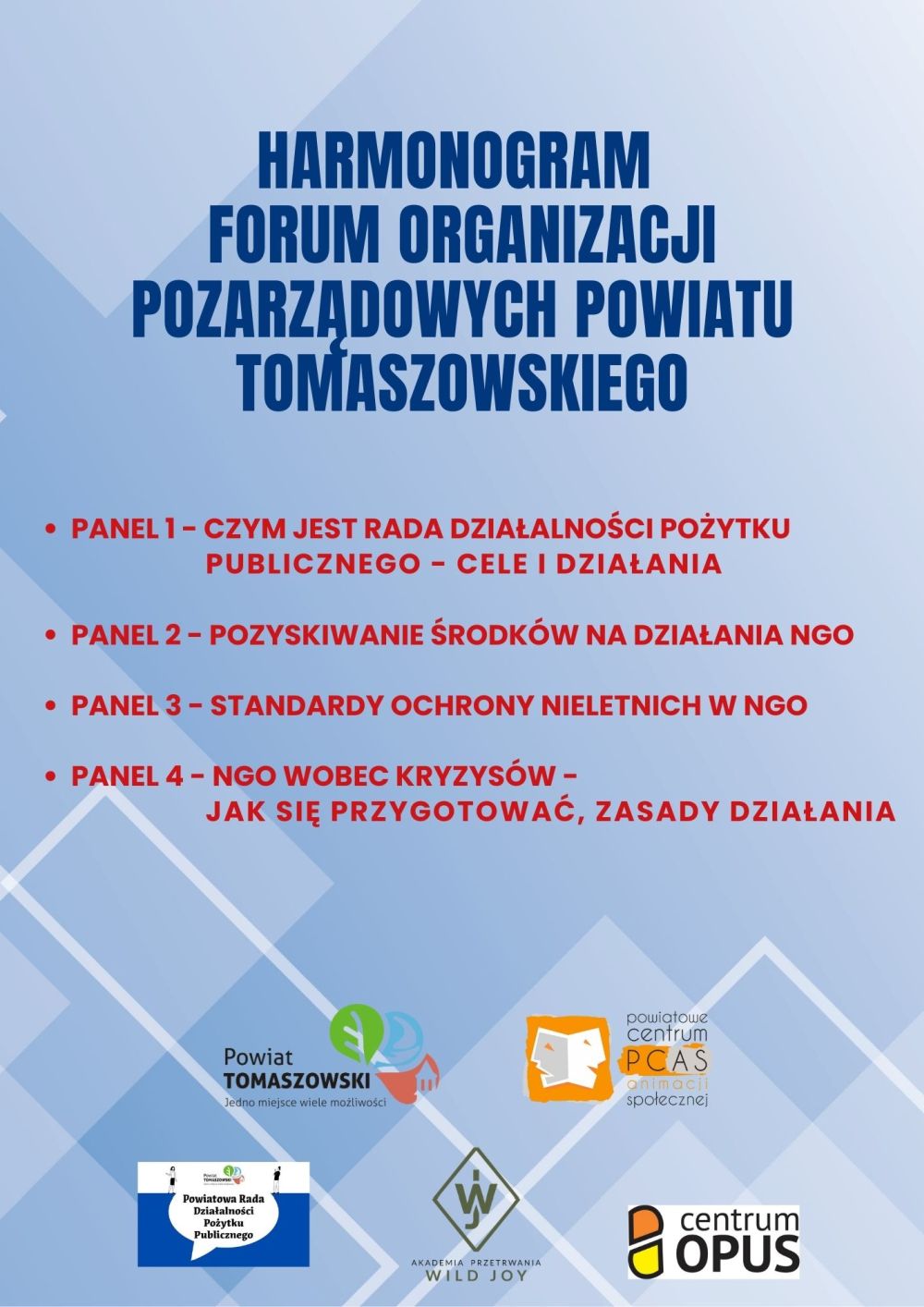 Na zdjęciu: plakat zapraszający do udziału w Forum Rady Działalności Pożytku Publicznego, które odbędzie się we wtorek, 23 września 2025 roku w PCAS-ie w Tomaszowie Mazowieckim. 