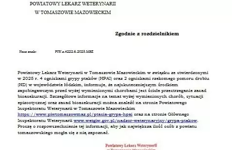 Zdjęcie do Powiatowy Lekarz Weterynarii informuje