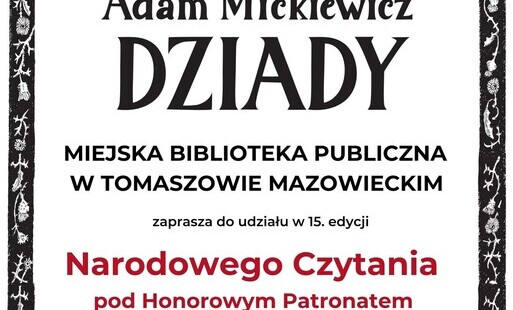 Plakat zapraszający na Narodowe Czytanie